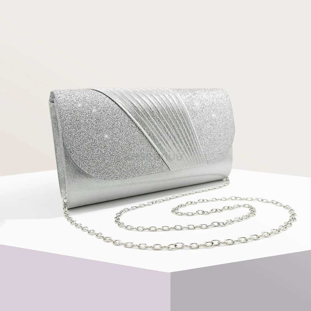 Women Hand Purses Splicing Design Shine Evening Clutch Bags Money Phone Holder Pleated Exquisite Flip Cocktail Party GatheringXJ240729