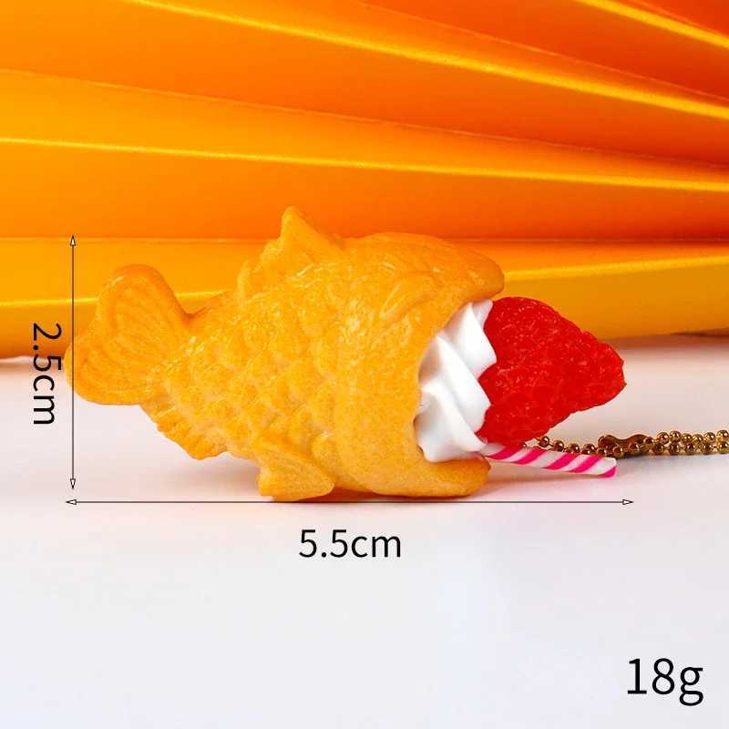 Small Fish Dried Cake Keychain Simulation Cartoon Fruit Cream Ice Cream Food Toy Model Taiyaki Car Phone Bag Pendant Gift WomenL240729