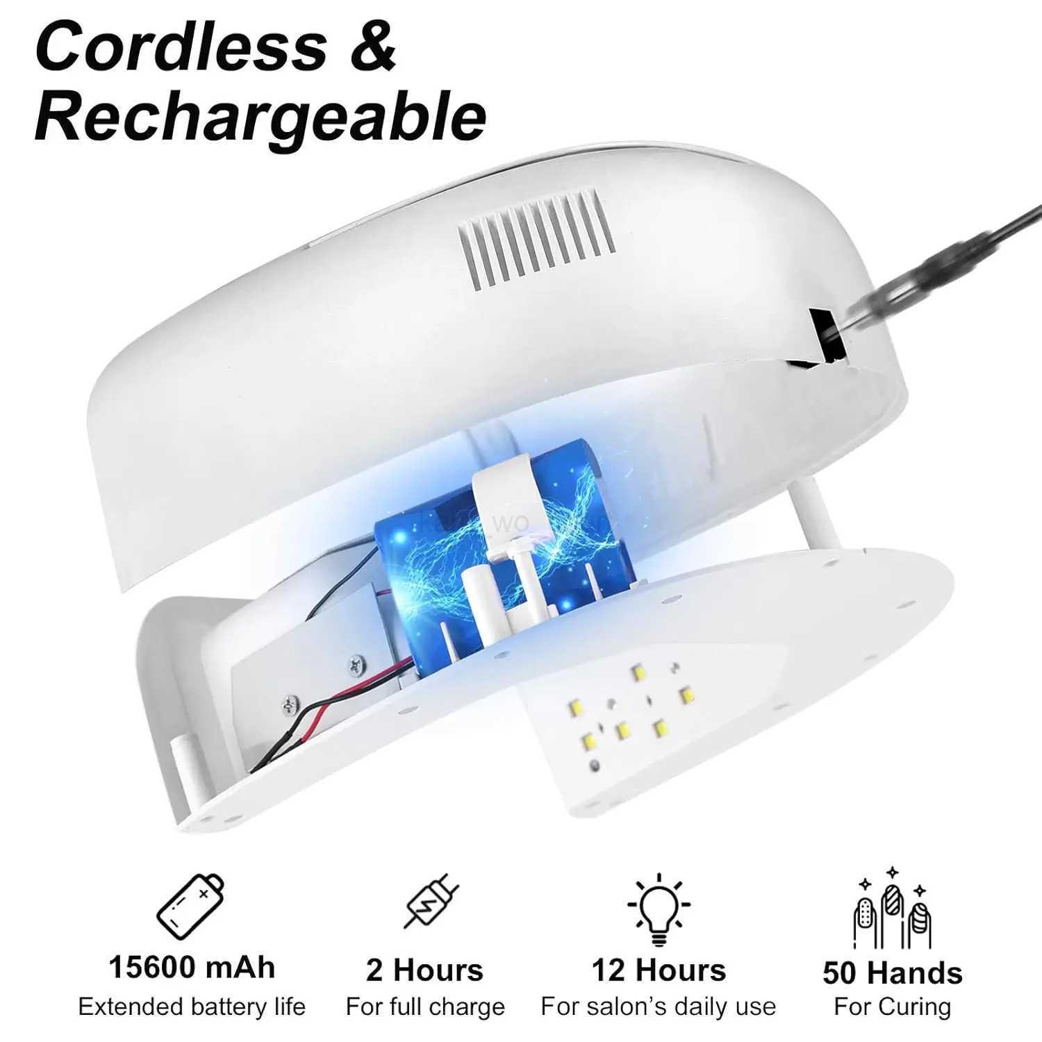60W Rechargeable UV Nail Lamp Faster Wireless Nail Dryer Gel Polish Light 42 Beads Handle Professional Curing Lamp ForM240729