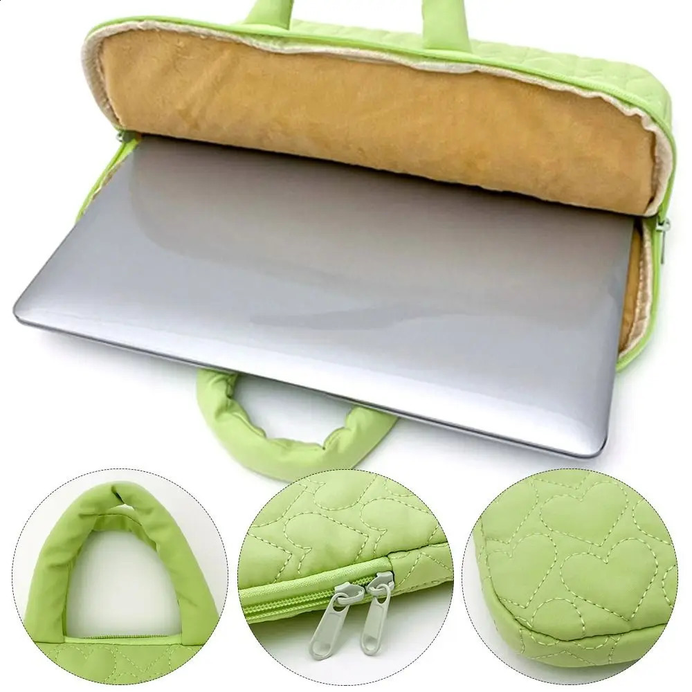 Fashionable 14 inch laptop case love solid color computer bag zipper storage bag for women 240903