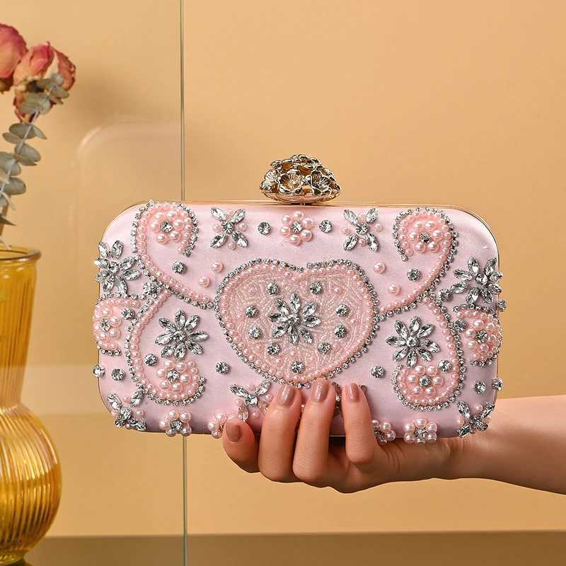 Luxury Lady Crystal Rhinestones Hand Shoulder Bag Clutch Evening Bag Handmade Evening Dinner Bags For WomenXJ240729