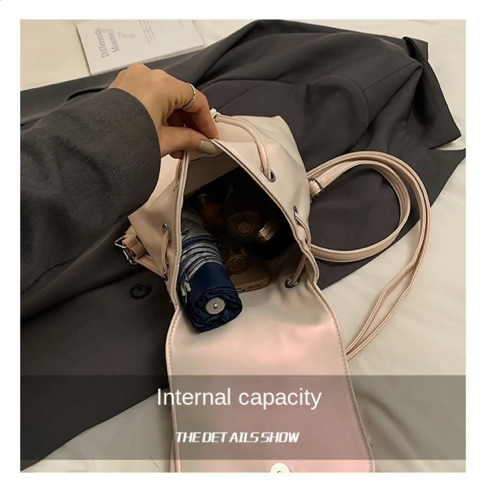 Korean Style Mini Backpack Y2k Bow Large Capacity Handbag MultiFunction PU Leather Travel Bag Girls 240729