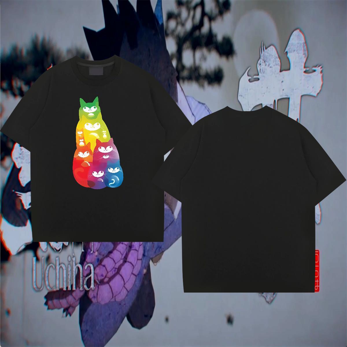 High Quality Couples T Shirts 230g Cotton Casual Beach colorful Anime Print Breathable Short Sleeve New Designer Man T Shirts Tshirts