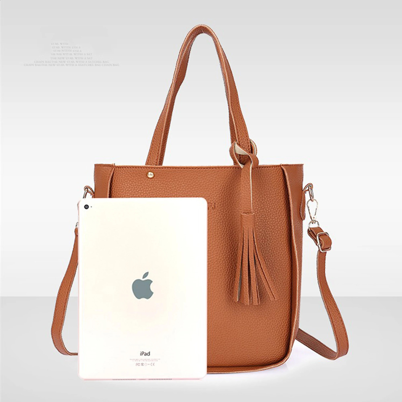 4Pcs Women Set TopHandle Card Holder Tassel Handbag Shoulder Bag Wallet Ladies PU Leather Large Capacity Crossbody 240729