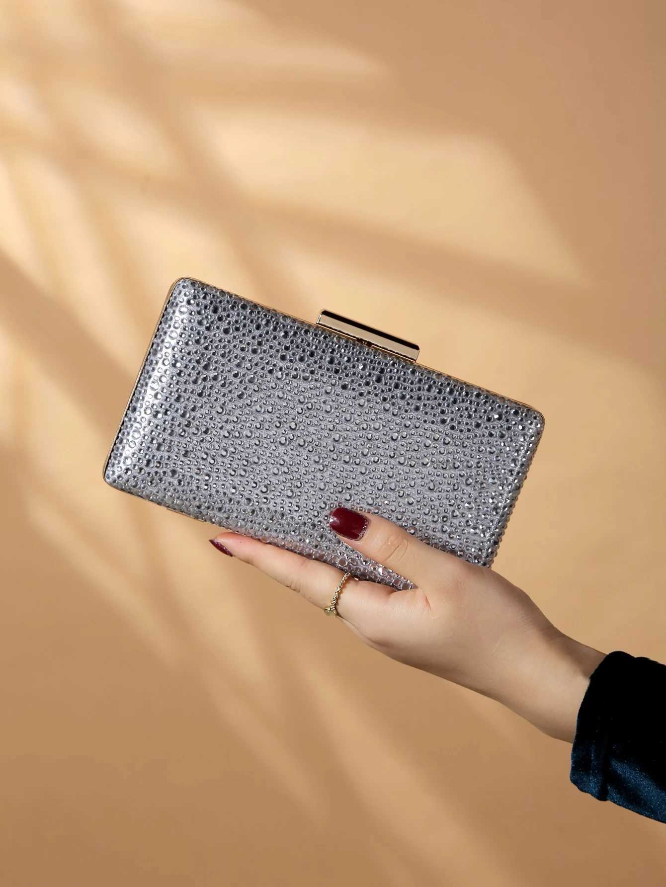 Glamorous Elegant Exquisite Quiet Luxury Sequin Stylish Luxury Shiny Mini Glitter Artificial Rhinestones Chain Dinner BagXJ240729