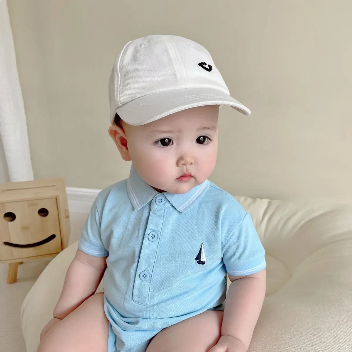 Cotton Infant Short sleeves Romper Baby Polo Shirt Kids Toddler Handsome Gentlemen Clothes 0-24M 240711