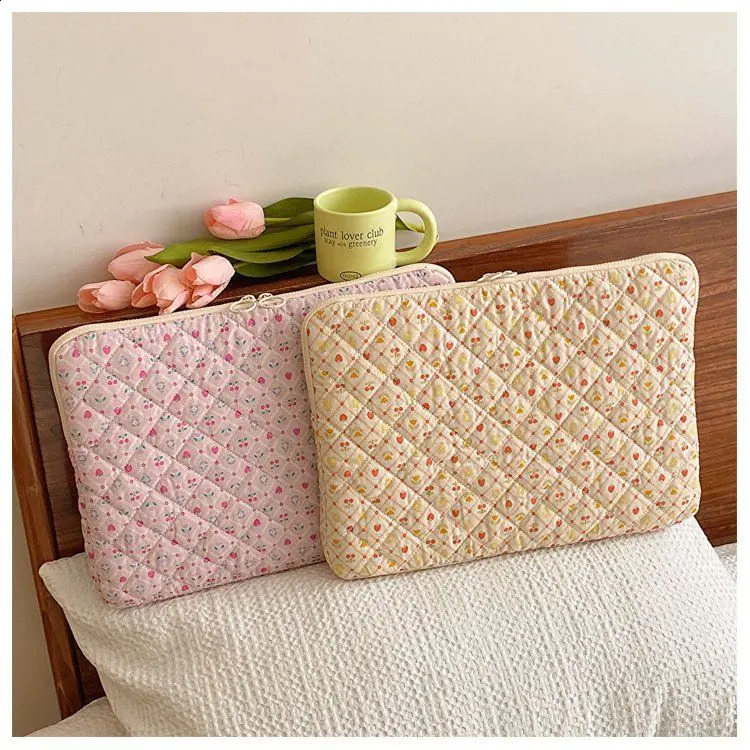 Ins Floral Cute Laptop Sleeve Case 11 13.3 14 15 15.6 Accessories Zipper Briefcase Shockproof Laptops Bag Cover 240729