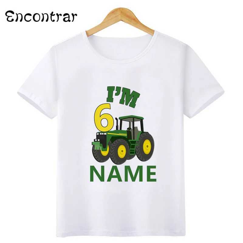 T-shirts Farm Tractor Car Cartoon Boys T shirt 1 2 3 4 5 6 7 8 9 Years Birthday Customize Name Kids T-shirts Baby Party ClothesHKP2487L24729