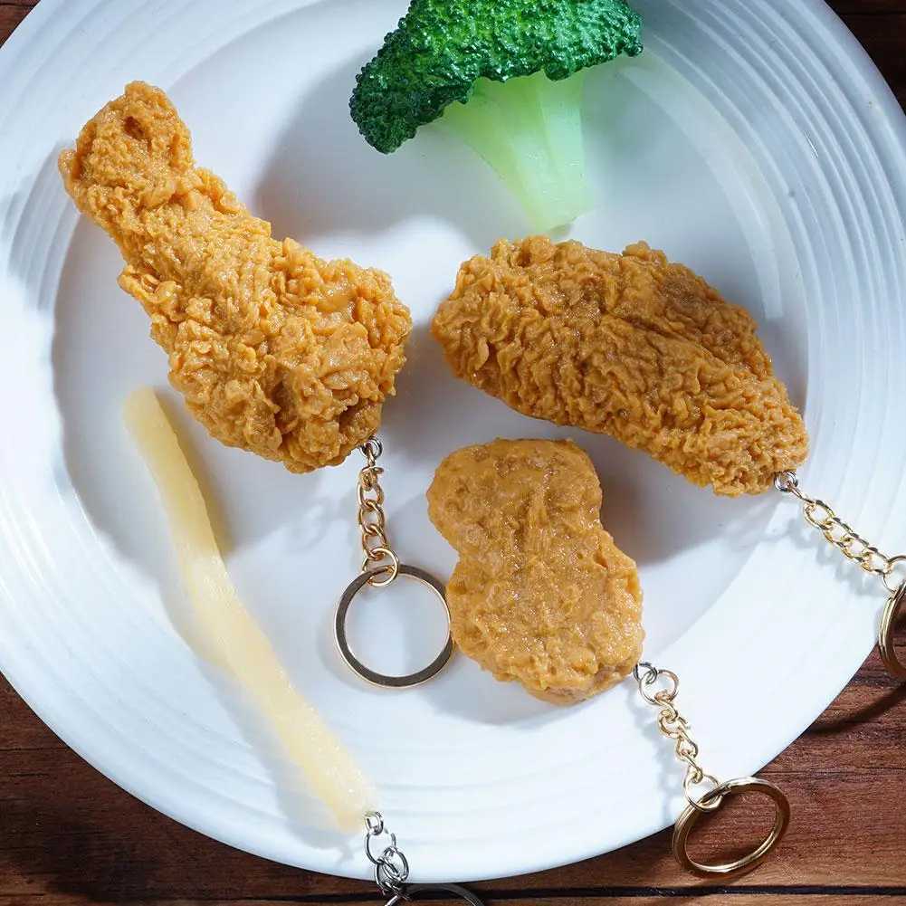 Fried Chicken Simulation Food Keychain French Fries Chicken Nuggets Key Chain For Friend Gift Fashion Creative Food PendantL240729