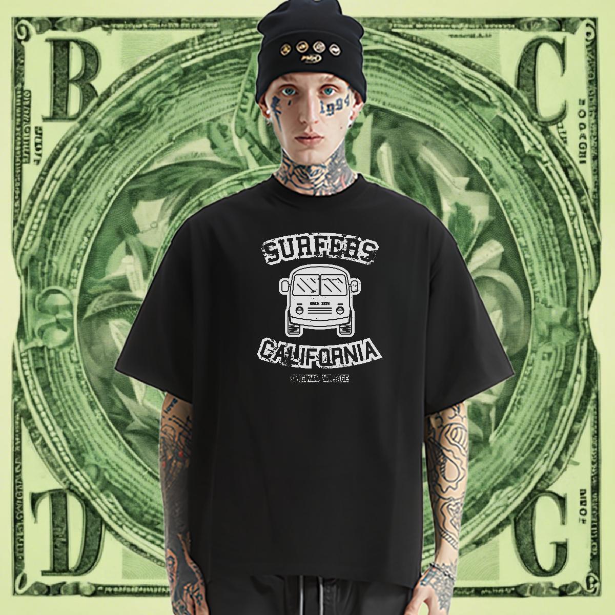 Loose Men Clothes T-Shirt 230g Cotton Street Casual letter DIY Printed Short Sleeve Soft Customized Men T Shirts Polos