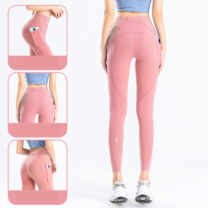 ninth Yoga Leggings Pants Fitness Push Up Exercise Running With Side Pocket Gym awkward Peach Butt Tight Pants