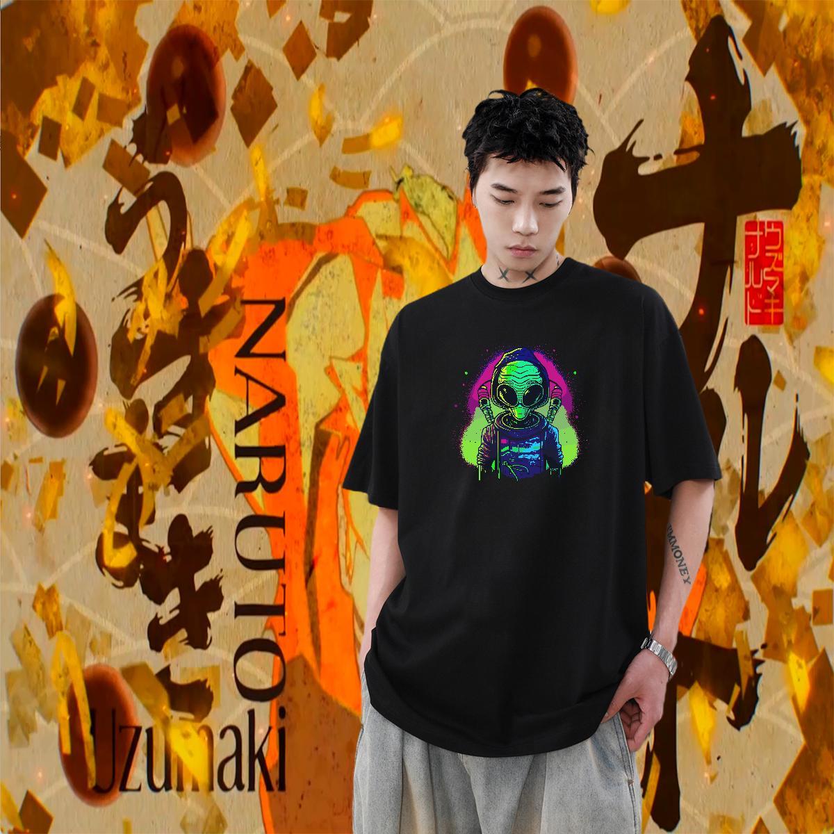 Comfortable Men Tees 230g Cotton Street ET Graphic Breathable Short Sleeve 2024 DIY Mens T Shirts Tees Shirts