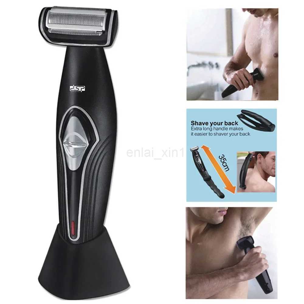 mens Waterproof electric shaver Mens Back Razor with Long Handle wet and dry rechargeable with home precision beard trimmerY240729