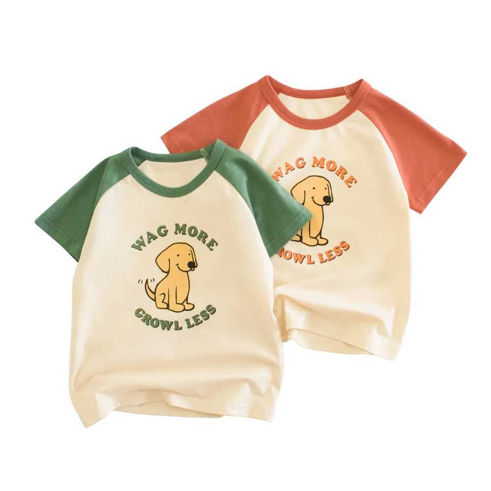 T-shirts 1-9T Toddler Kid Tshirt Baby Boy Girl Clothes Infant Cotton T Shirt Short Sleeve Basic Tee Top Dog Print OutfitL24729