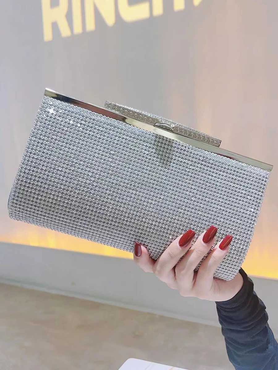 Glitter Rhinestone Clutch For Women Crystal Purse Crossbody For Bridesmaid Wedding Party Handbag Luxury Silver Evening BagXJ240729