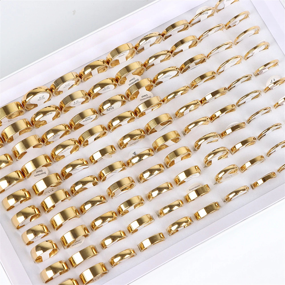 50 piecesbatch wholesale smooth stainless steel rings suitable for men women parties wedding fingers jewelry accessories mixed width 28mm 240723