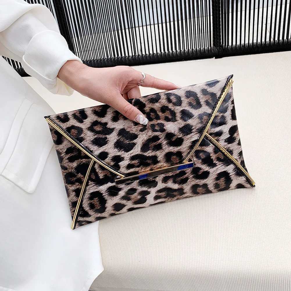 Leopard Print Clutch for Women Female Leather Envelope Wristlet Bag Large Capacity PU Mobile Phone Purse Handbags Evening BagXJ240729