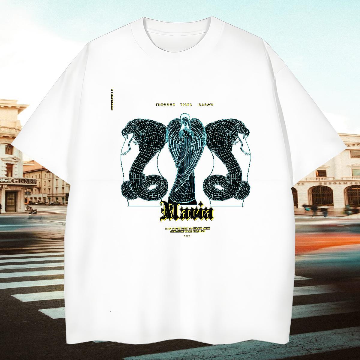 TOP Quality Men Tees 230g 100% Cotton Home Outdoor snake Anime Crew Neck Breathable Fashion T-Shirts for Men Polos