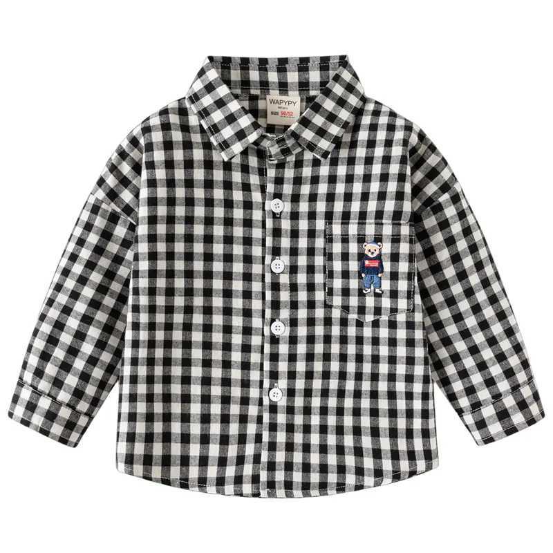 Cute bear boy shirt childrens top cotton childrens clothing long sleevesW240729
