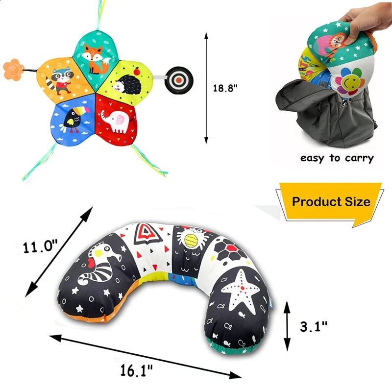 Baby Pillow Tummy Time Toy Black White High Contrast Sensory Toys Babies Montessori Infants 012 Months born Training 240723