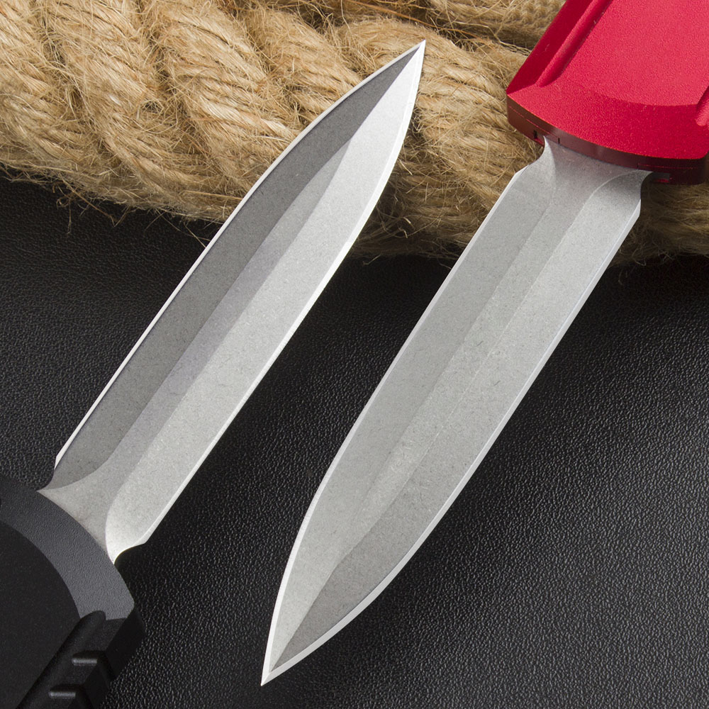 High End Tactical Knife D2 Stone Wash Double Edge Blade CNC Aviation Aluminum Handle Outdoor Camping Survival Knives with Nylon Bag