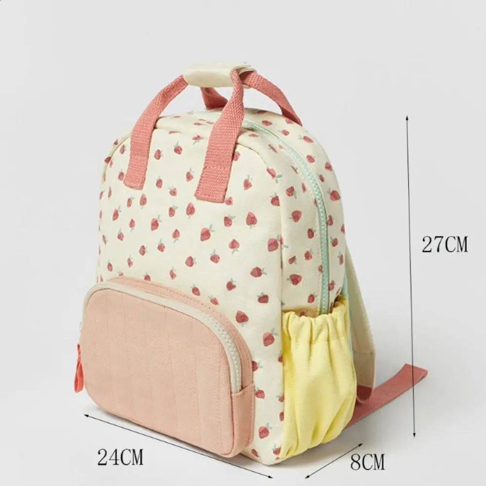 Personalized Embroidered Strawberry Kid Backpack Customized Childrens Name Schoolbag Gift Baby Stroller Bag Back To School Gift 240712