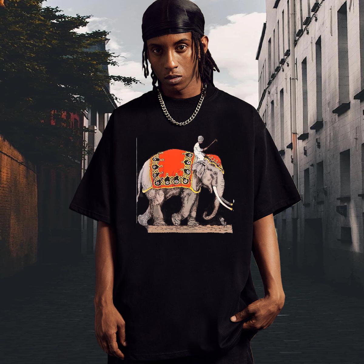 Designer Tshirts 230g 100% Cotton Hip Hop Street elephant DIY Logo Oversized Crew Neck Breathable Fashion Design Mens T Shirts Clothings