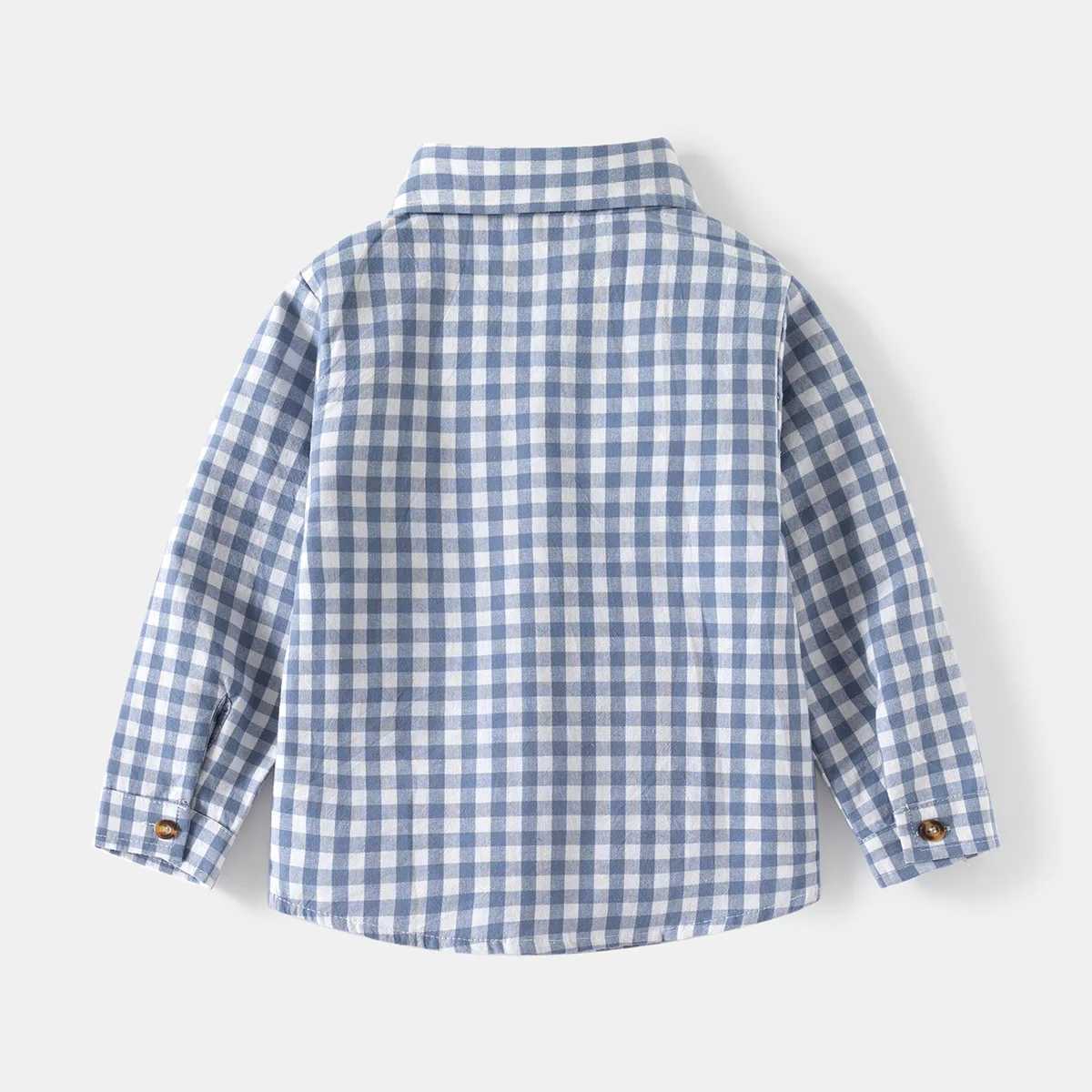 Cute Bear Flat Pattern Boys Shirt Cotton Preschool Childrens Top Long Sleeve Childrens ClothingW240729