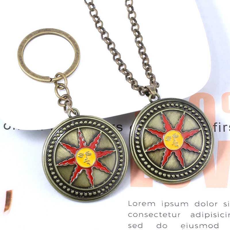 Dark Souls Sun Knight Shield Keychain High Quality Vintage Metal Keyring torque Men Car Accessories JewelryL240729