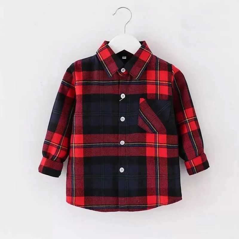 Childrens boy collar plain shirt long sleeved childrens clothing toddler boy shirt baby plaid shirt girls school shirt 2021W240729