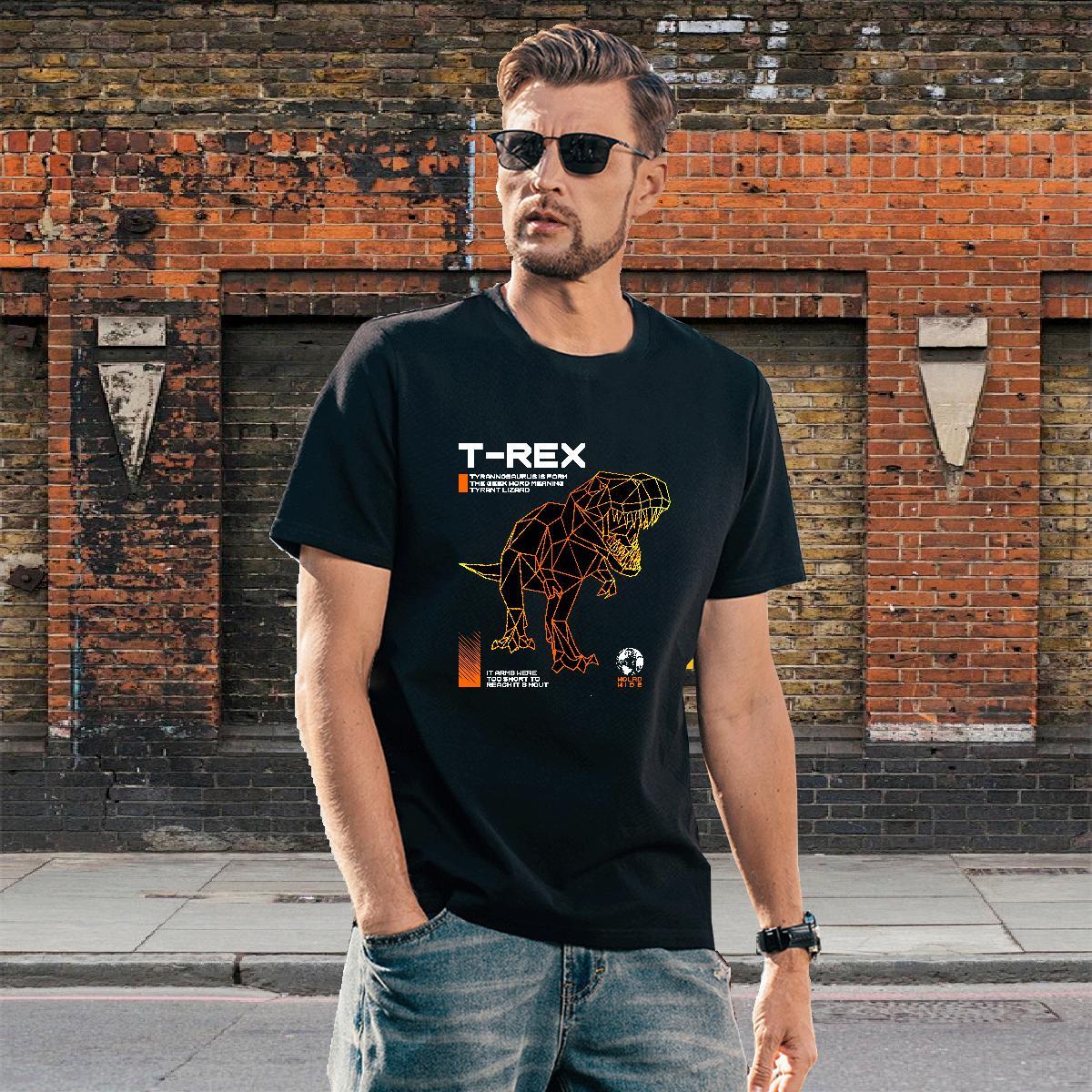 Popular Couples T Shirts 100% Cotton 230g Street dinosaur Oversized O Neck Short Sleeves 2024 Designer Men T Shirts Tops