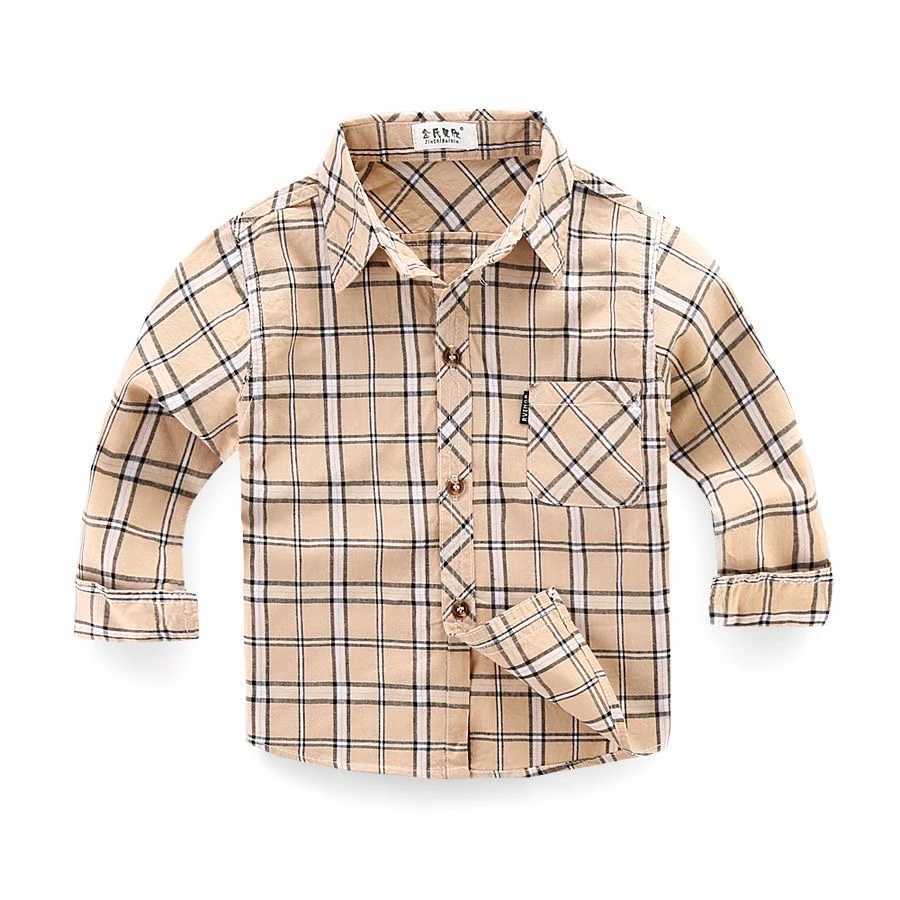 Hot selling childrens shirts fashionable long sleeved baby boys shirts plain weave style childrens shirts spring and autumn cotton topsW240729