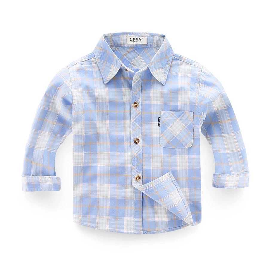 Hot selling childrens shirts fashionable long sleeved baby boys shirts plain weave style childrens shirts spring and autumn cotton topsW240729