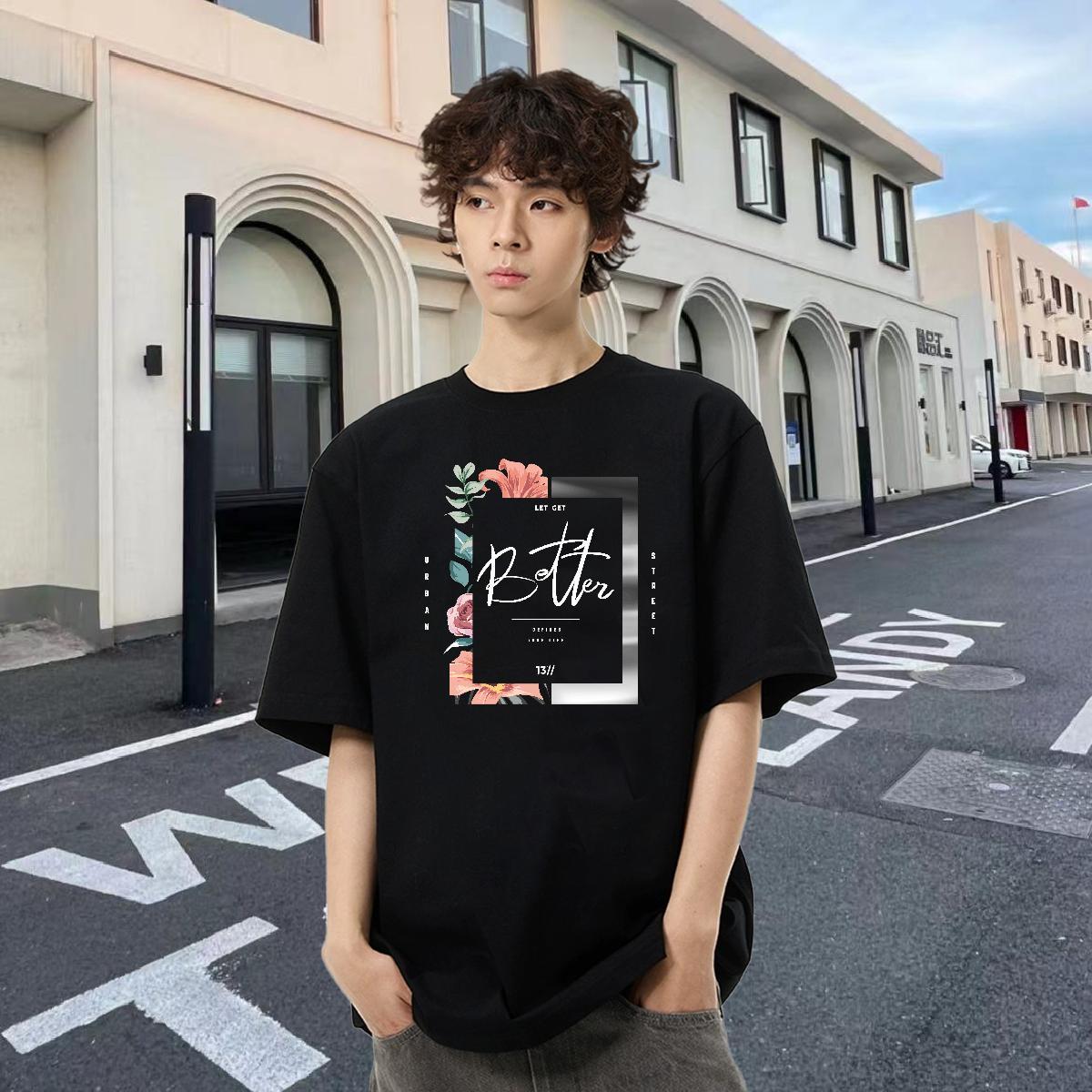Soft Men Clothes T-Shirt 230g Pure Cotton Summer Casual flower Skull Short Sleeve O-Neck Factory Direct T shirt Clothings