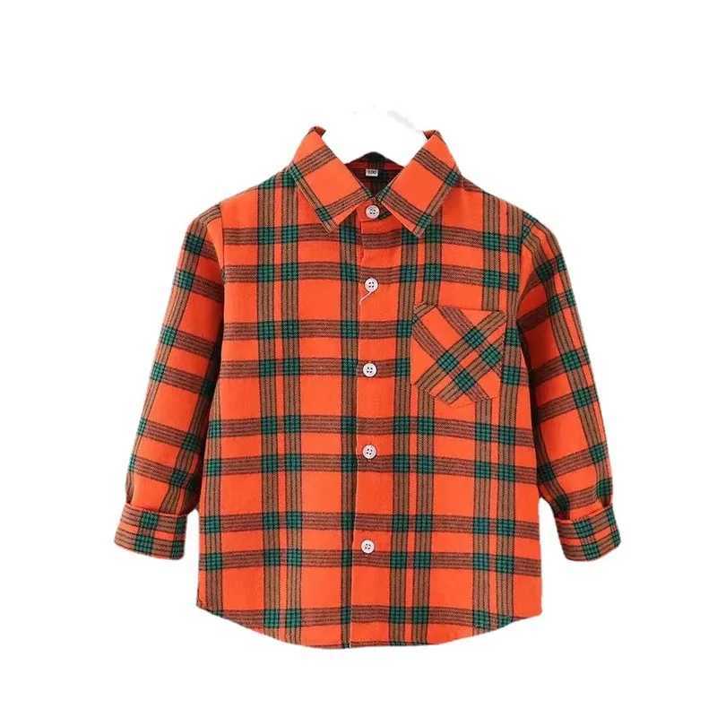 Childrens boy collar plain shirt long sleeved childrens clothing toddler boy shirt baby plaid shirt girls school shirt 2021W240729