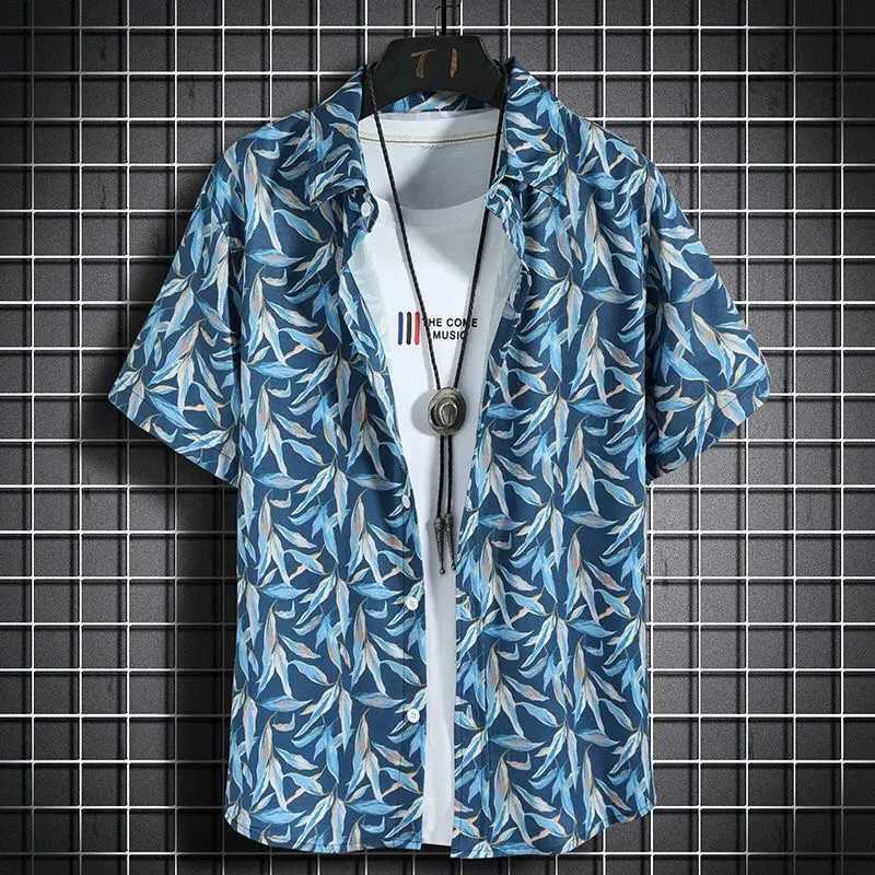 Beach Shirt Childrens Short Sleeve Casual Shirt Seaside Vacation Childrens Loose Clothing Flower Shirt TopW240729