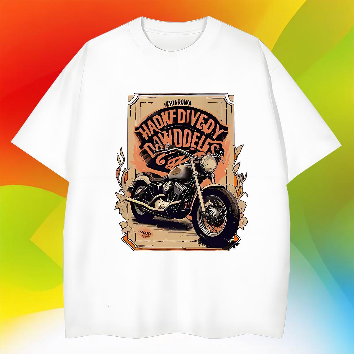 Unisex Men Tees 100% Cotton 230g Outdoor Motorcycle Cartoon Printing L-4XL Short Sleeve Soft Free Shipping T Shirts Men Tops Shirt