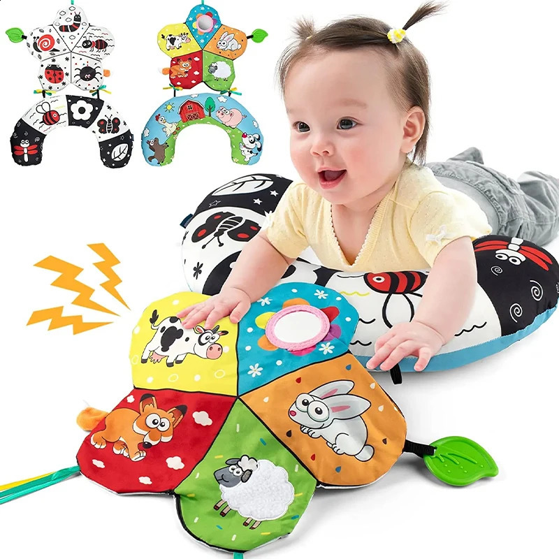 Baby Pillow Tummy Time Toy Black White High Contrast Sensory Toys Babies Montessori Infants 012 Months born Training 240723