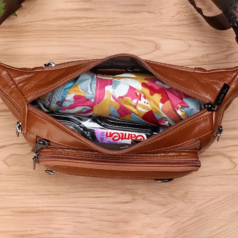 Men Waist Fanny Bags Sling Chest Pack Genuine Leather Casual Fashion Retro Cross body Male Real Cowhide Loop Hip Belt Bum Bag 240729