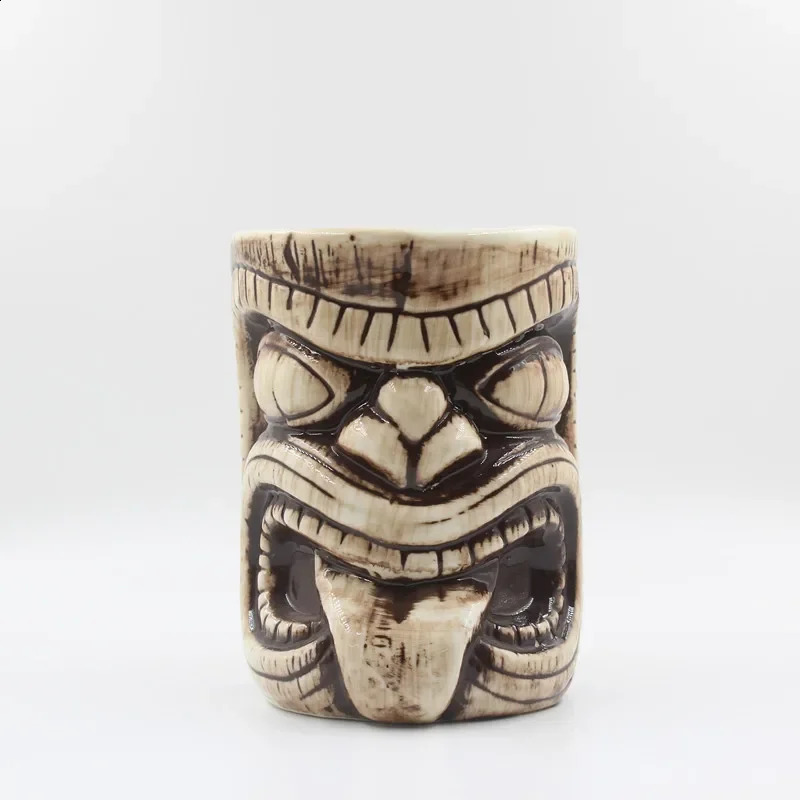 Ceramic Vase 480ml Creative TIKI MUG Hawaii Cocktail Martini Cups Ceramic Mask Cup Funny Cocktail Tiki Cups Bookshelf Decoration 240729