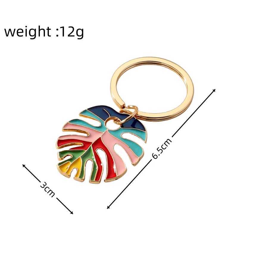 keychain enamel Multicolour Rainbow Turtle Leaf Keychain Key Ring For Women Men Boho Fresh Foliage Plant Bag Car Airpods KeyL240729