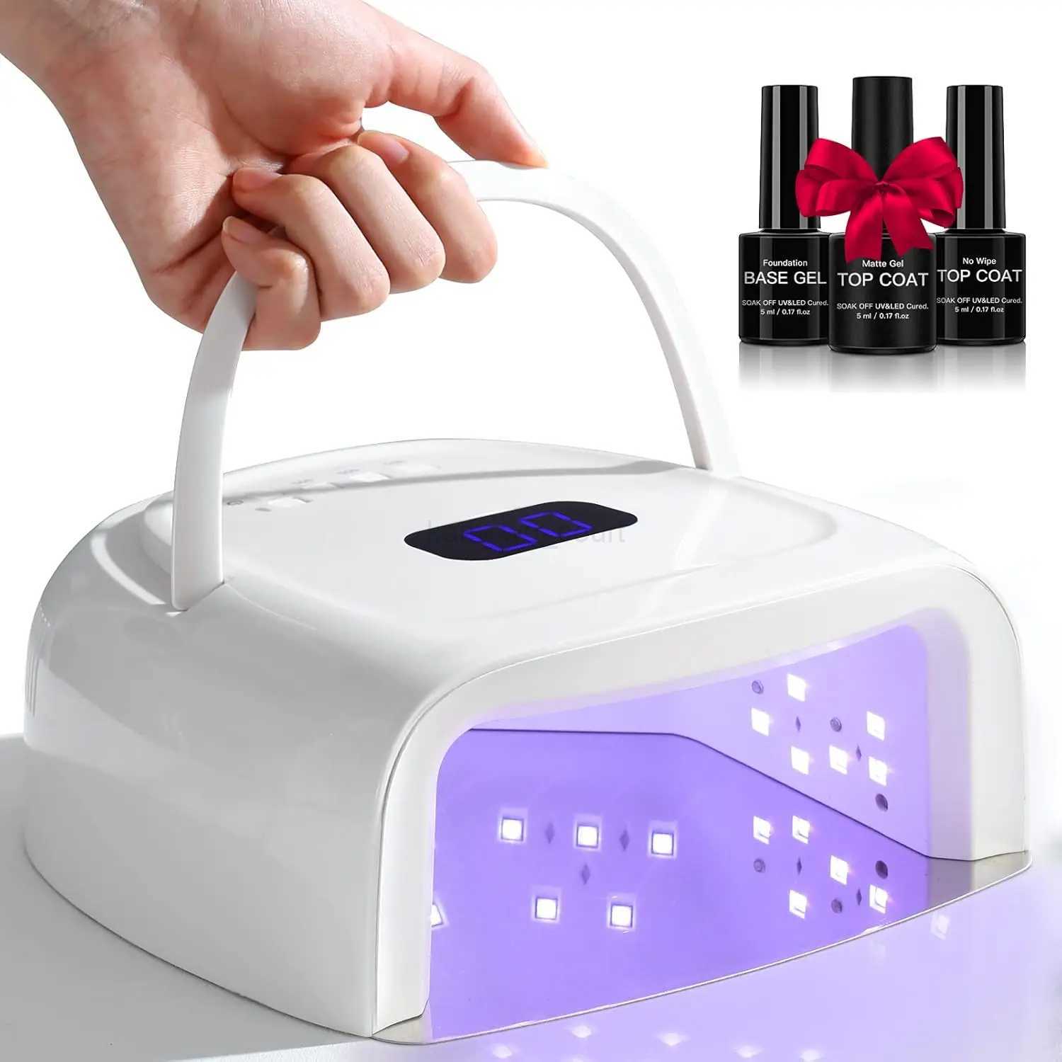 60W Rechargeable UV Nail Lamp Faster Wireless Nail Dryer Gel Polish Light 42 Beads Handle Professional Curing Lamp ForM240729