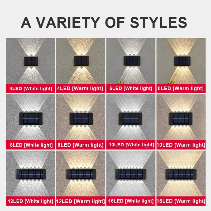 Outdoor Solar LED Wall Lights Waterproof Led Lamp Up And Down Luminous Lighting For Garden Balcony Yard Street Decor Lamps 240729