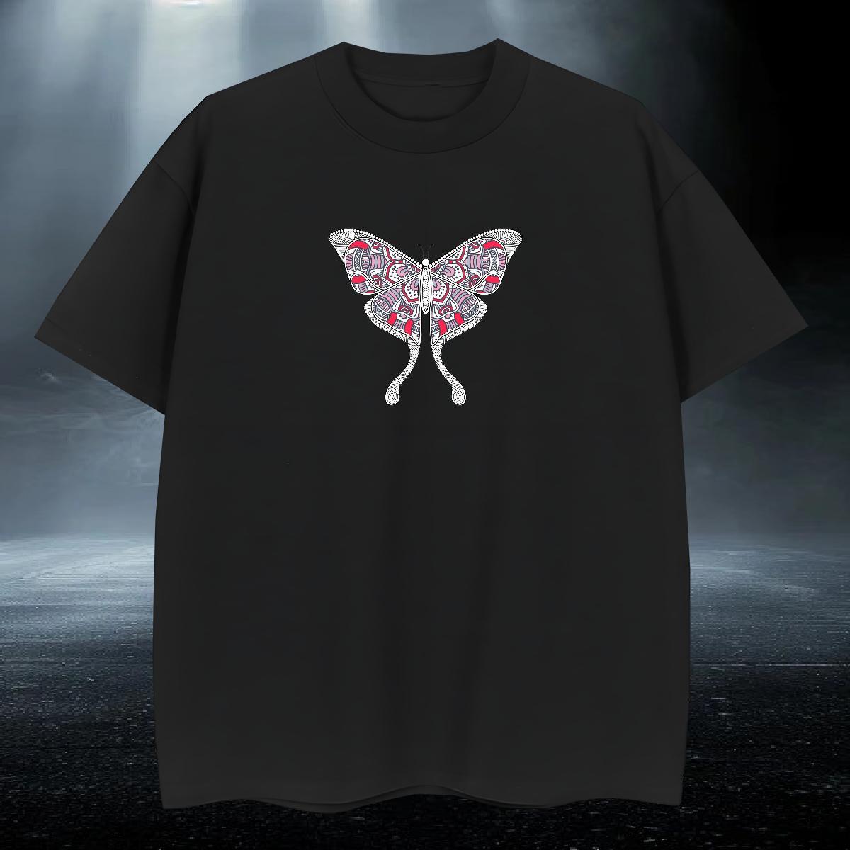 Comfortable Mens Tshirts 230g 100% Cotton Street wear Hip Hop Butterfly Custom Cartoon O-Neck Short Sleeve Fashion Design Men T Shirts Clothings