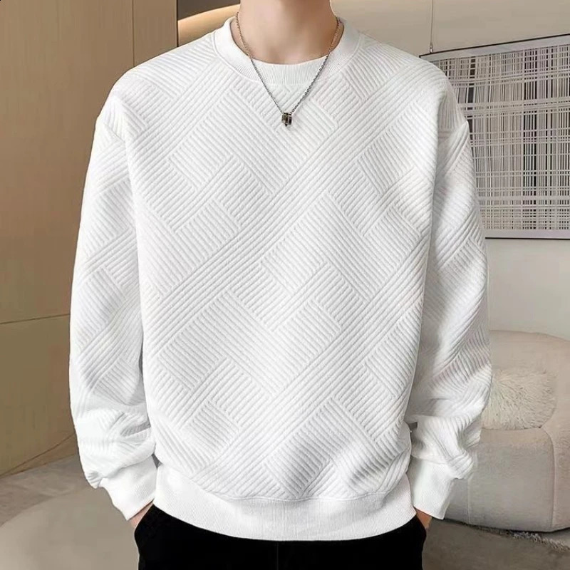 T Shirt for Man Unicolor Top Plain Mens Clothing Sweatshirts White Full Sleeve Streetwear Polyester Harajuku Fashion Social Tee 240729