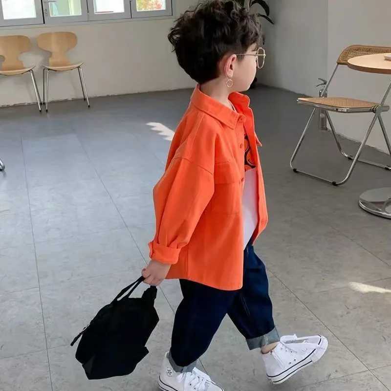 Childrens boys shirts childrens clothing baby cotton spring and autumn boys shirts loose fitting long sleevesW240729