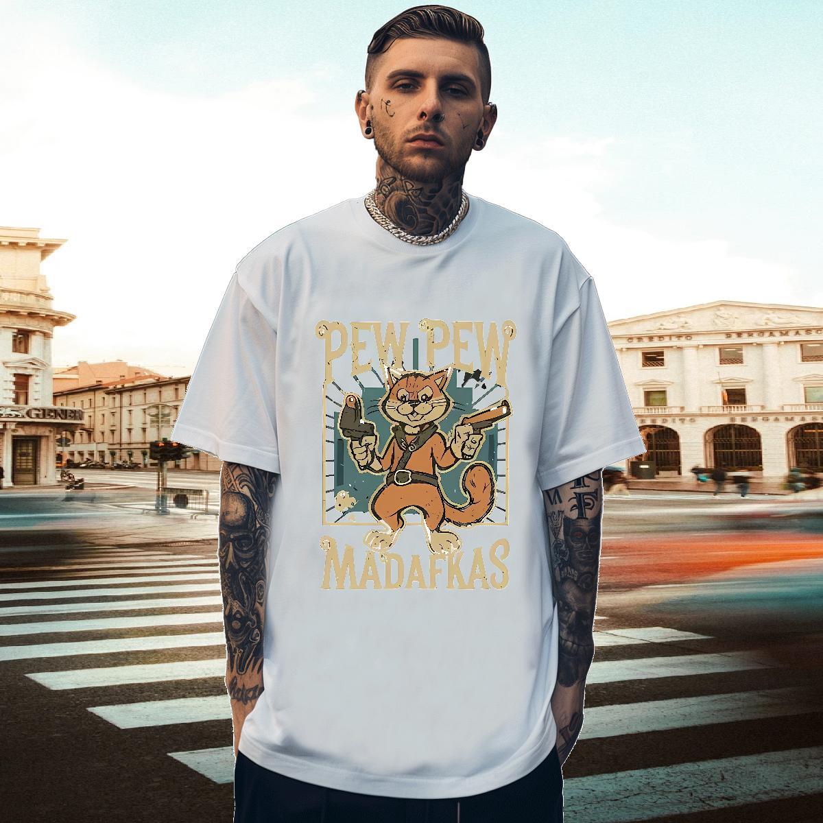 Unisex Men Clothes T-Shirt 100% Cotton 230g High Street Hip Hop squirrel Oversized 3XL 4XL Breathable Short Sleeve Wholesale Men T Shirts Tees Shirts