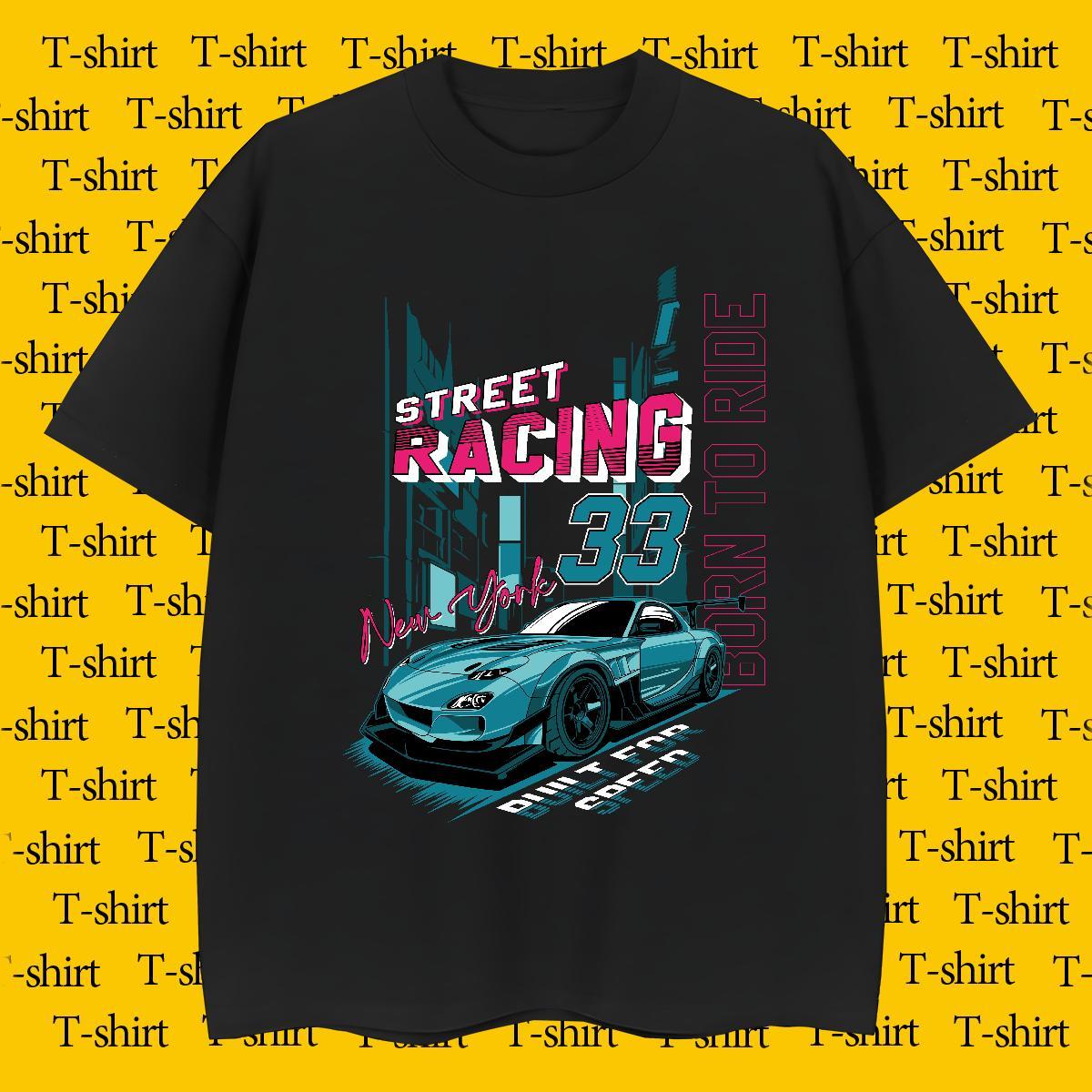 High Quality Couples T Shirts 230g Cotton Summer Casual car Skull Breathable Short Sleeve Fashion Casual T Shirts Men Tees