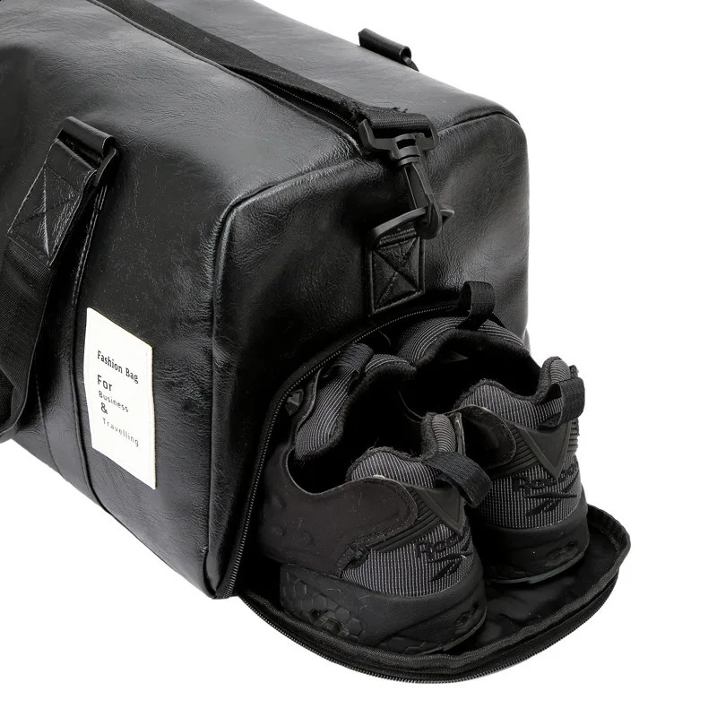 Fitness bag leather sports bag mens dry and wet bag womens training shoes fitness yoga travel storage bag shoulder exercise bag 240904