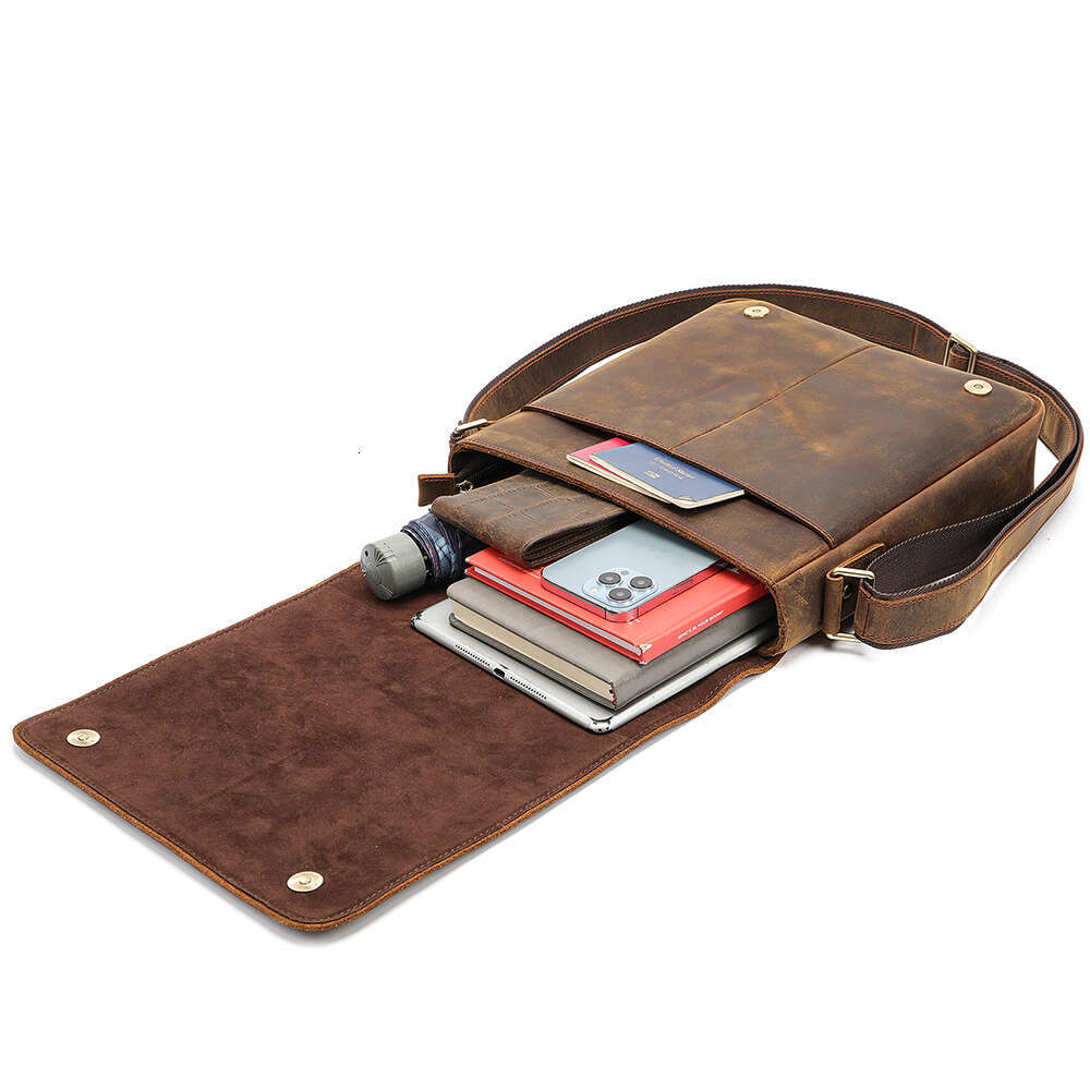 WESTAL Men's Genuine Crossbody Casual Crazy Horse Leather Large Capacity Shoulder Bag